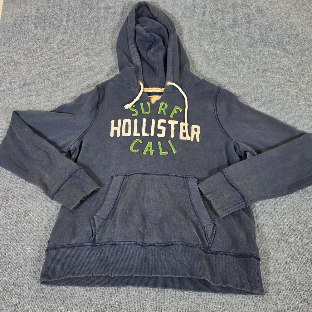 2000s VTG Hollister Cali Surf Hoodie Mens Large Navy Blue Pullover Distressed